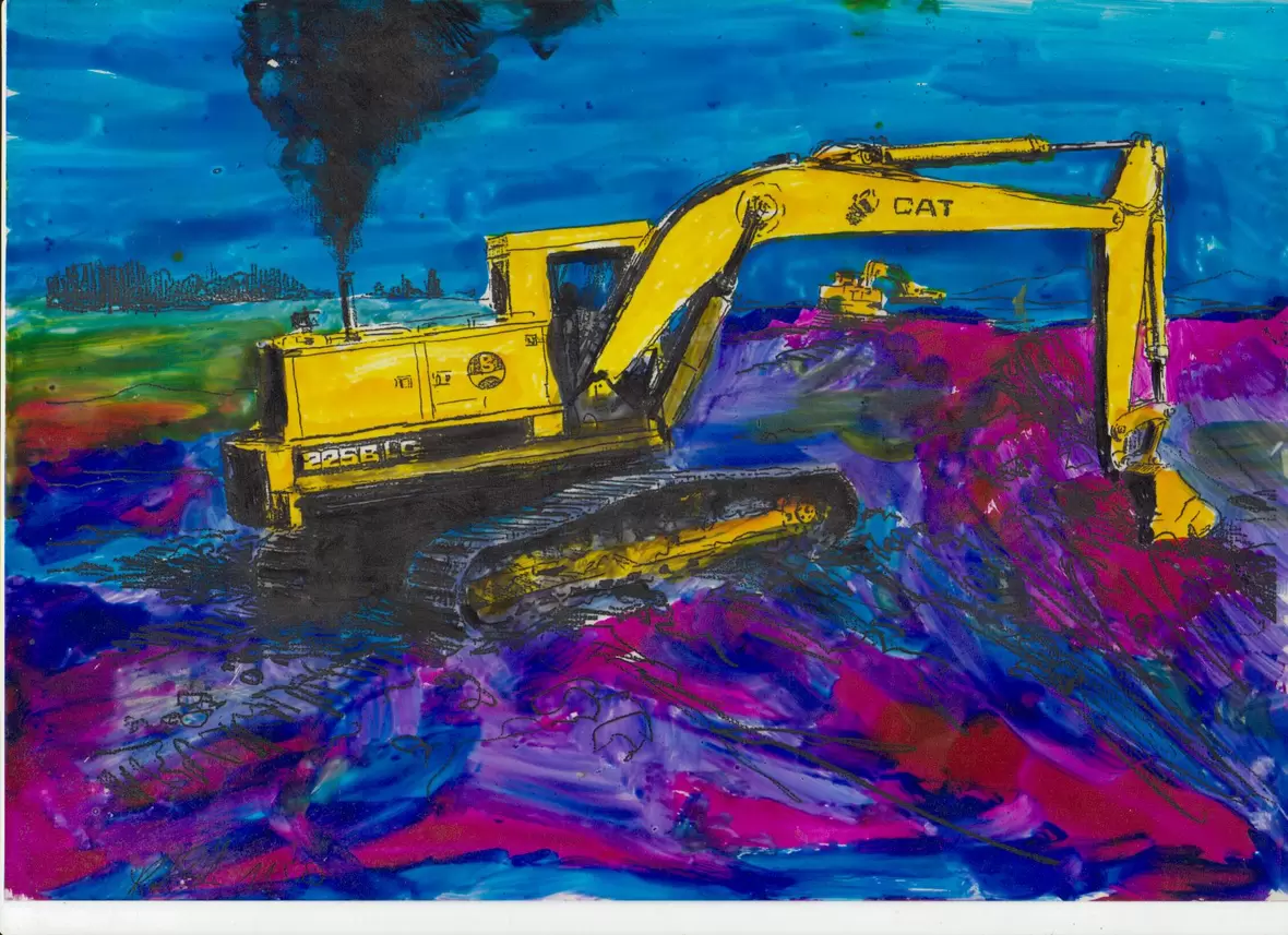 bergauer_industrie_ketten_bagger_cat_gelb