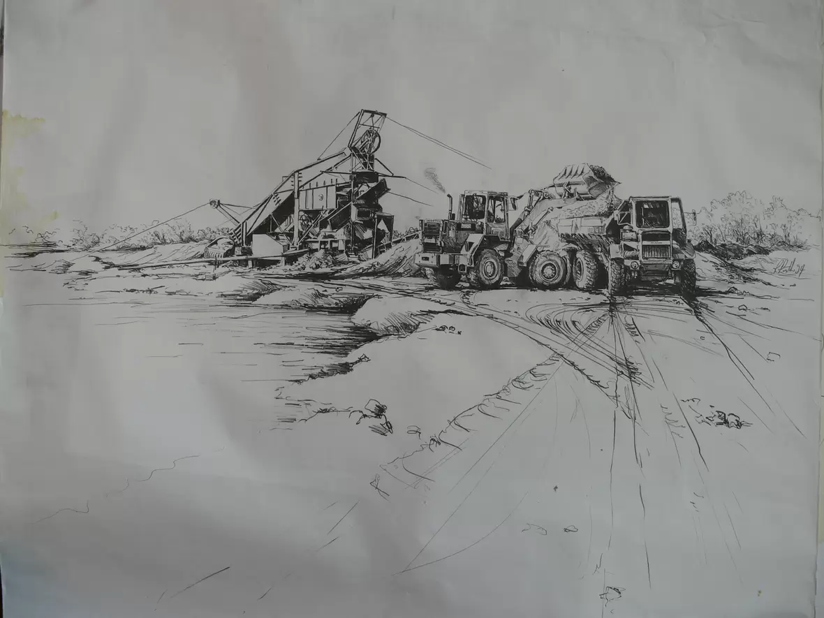 industrie-1994-kies-werk-lader-grau
