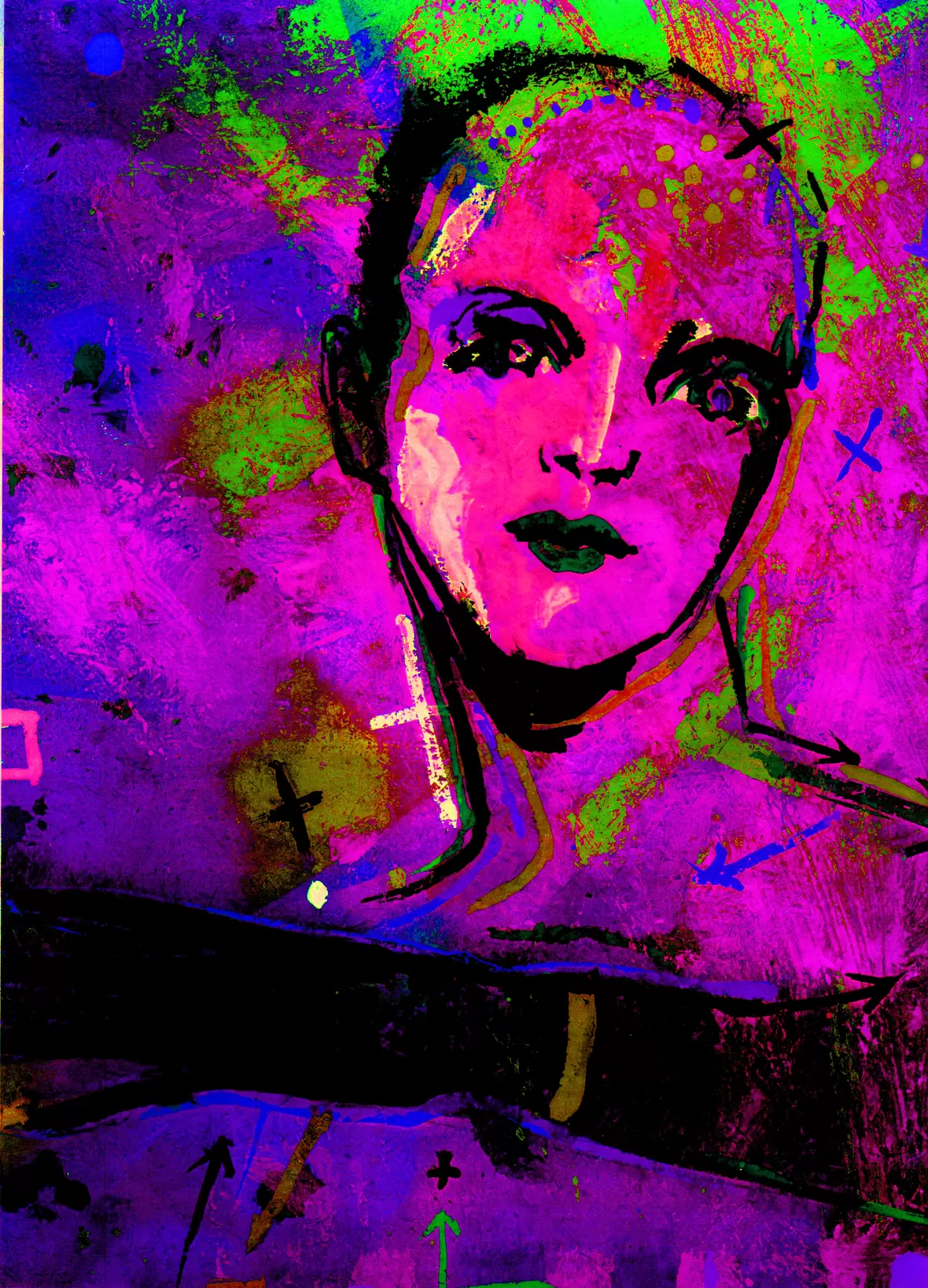 kopf-kunst-1988-frau-schwarz-bunt-1