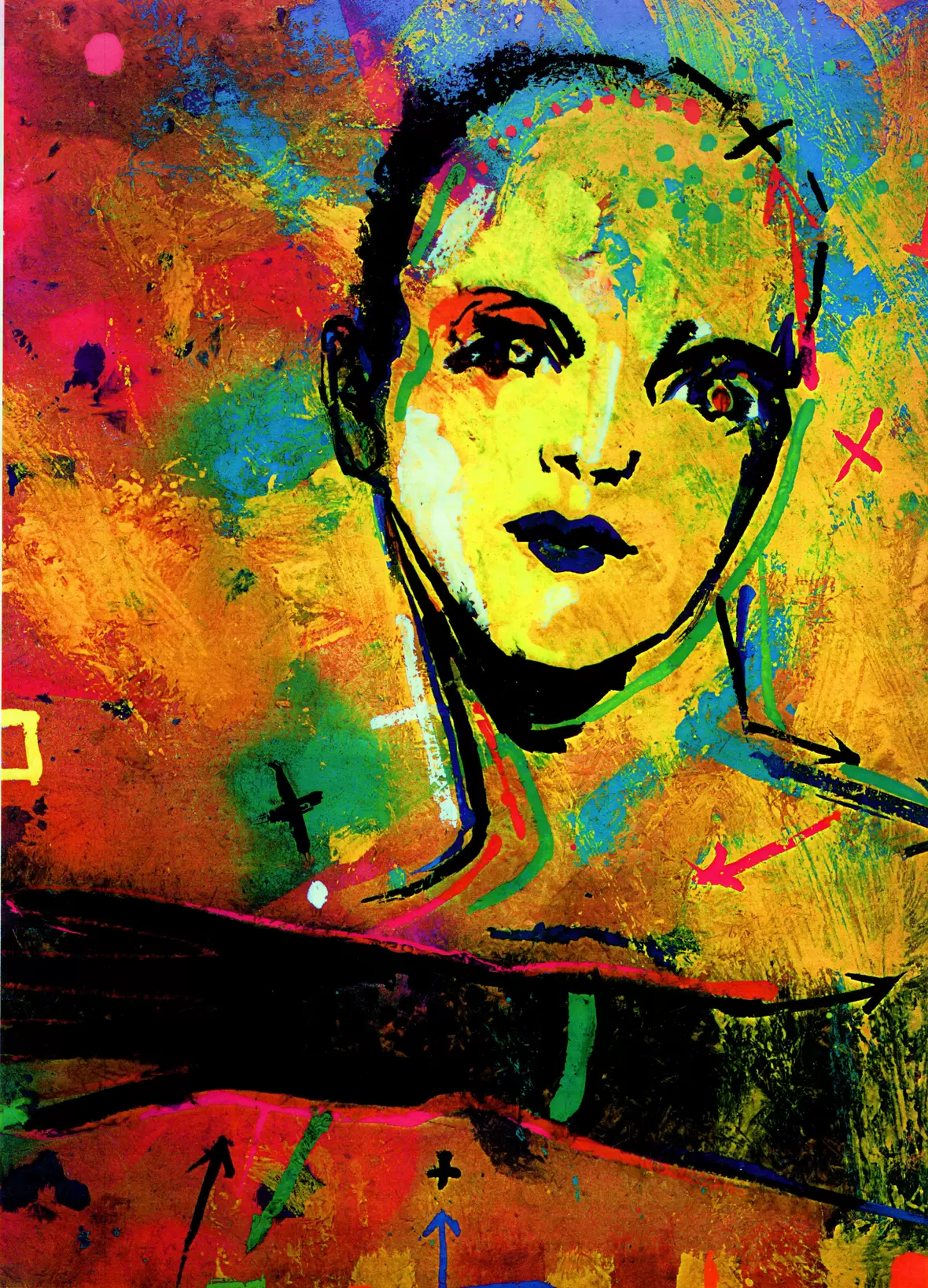 kopf-kunst-1988-frau-schwarz-bunt